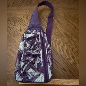Thirty One Purple and White Sling Bag.